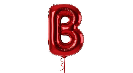 Fototapeta premium red letter b metallic foil balloon shiny and bright with a delicate ribbon isolated on a white background perfect for party themes.
