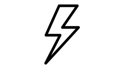 Simple black outline lightning bolt icon, electric power energy symbol or weather danger sign, minimalist vector illustration