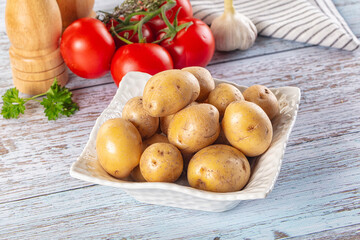 Uncooked raw yellow baby potato