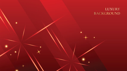 Red Luxury Background With Gold Lines and Glitter Effect. Elegant style vector design