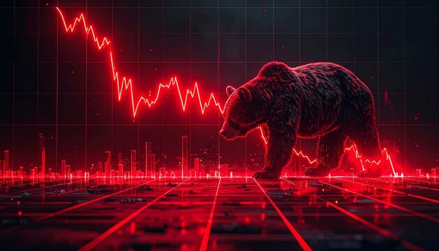 Global economy failure and bearish market sentiment illustration.