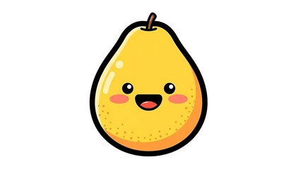 Cute Cartoon Pear Character Illustration.