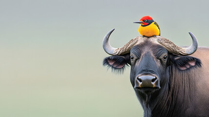 Obraz premium portrait of a buffalo in a field