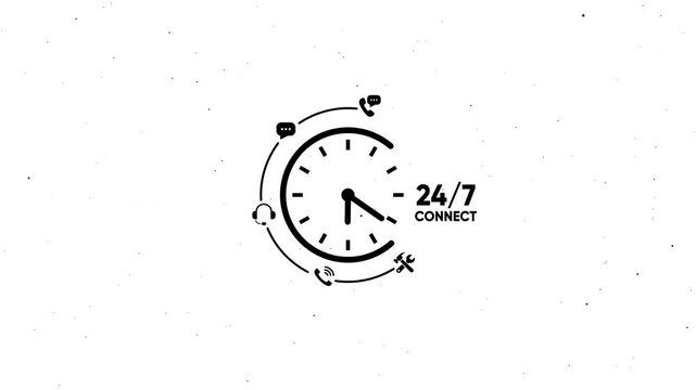 24/7 Support Services Clock with Headset and Tools customer service available always