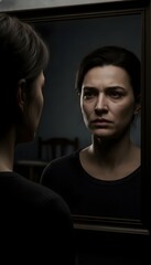 portrait of a young man and woman in front of mirror