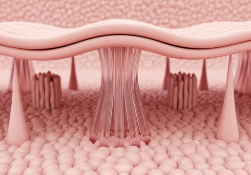 Detailed illustration of human hair follicle embedded within the epidermal skin layers