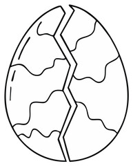 Obraz premium Cracked Egg Illustration, Simple Line Art Design, Shell Broken into Sections
