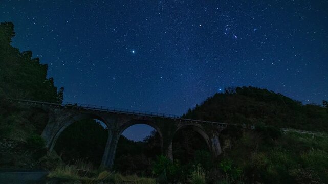 栗木野橋梁（金剛野橋）と星空