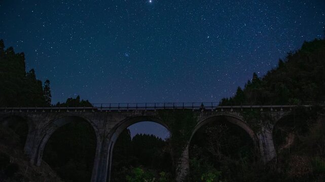 栗木野橋梁（金剛野橋）と星空