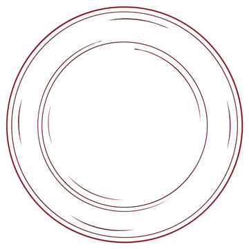 Round Outline Graphic Element with Circular Design and Maroon Border Isolated for Use as Background or Template