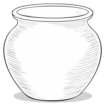 Line Art Drawing of a Plain Traditional Pot Vessel or Ceramic Vase