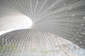 The Light and Shadow Nautilus art structure outside The Ring Shopping Mall in Chongqing, China.