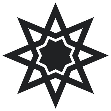 Geometric Eight Pointed Star with an Inner Nine Pointed Star Symbol Vector Icon