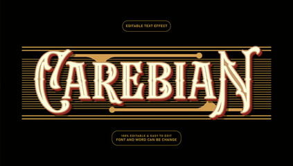 Vintage Caribbean Nautical Editable Text Effect with Victorian Ornament Style © Ika