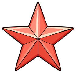 Fototapeta premium Shiny red five pointed star vector illustration in a cartoon style. Symbol of success, rating, and quality.