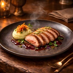 grilled meat with vegetables