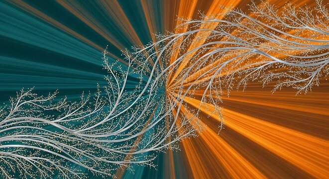 Dual illumination with frosted branches for dynamic abstract artwork