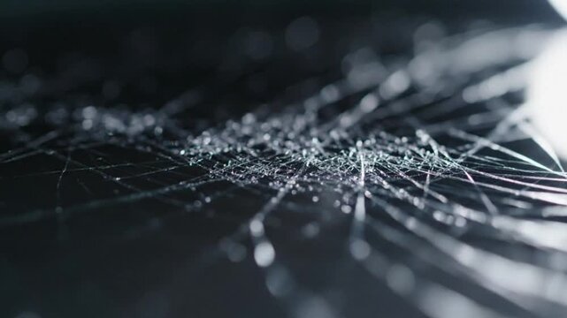 Futuristic Digital Network Connections With Glowing Data Nodes and Abstract Technology Grid in Dark Cyber Space Environment