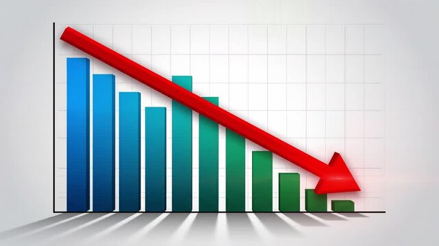 Falling Bar Chart with Red Arrow