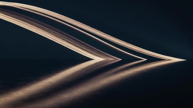 Abstract glowing lines with reflection background　鏡面に反射する光のラインの抽象背景　シームレスループ動画