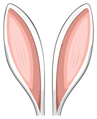 Whimsical pink and white bunny ears vector illustration for Easter decoration