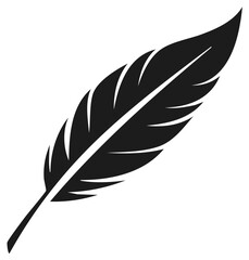 Obraz premium Silhouette of a Single Feather: Black Ink Symbol for Writing, Design, and Concept