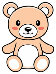 Fototapeta premium Cartoon Teddy Bear Illustration Cute Stuffed Animal Icon Comforting Toy
