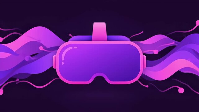 Virtual Reality VR Headset Neon Animation