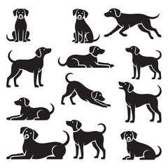 Dog Silhouette Vector Collection 12 Minimalist Dogs in Various Poses