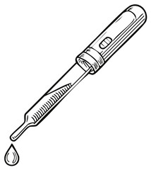 Fototapeta premium Dropper with Liquid and Single Drop Line Art Vector Illustration
