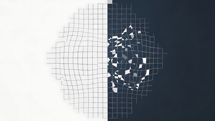Fototapeta premium Abstract Binary Code Sphere Floating Over Grid Background With Digital Data Flow Concept