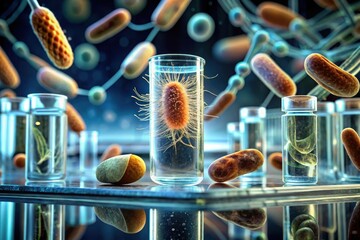 Microscopic Life Forms Under Study in Laboratory Glassware A Detailed Examination of Cellular Structures and Sample Collection