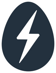 Egg shape icon with lightning bolt symbol inside, flat vector design