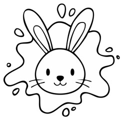 Obraz premium Cute cartoon bunny face with playful splatters and drops