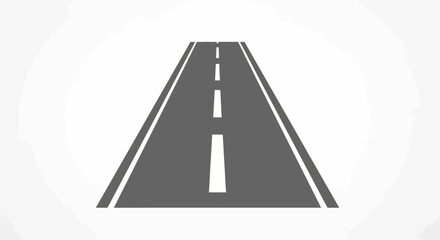 Perspective View of Highway Road with White Lane Markings