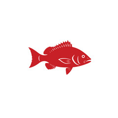 Snapper fish logo vector icon silhouette illustration.