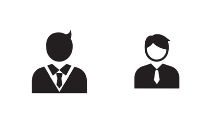 Fototapeta premium Businessmen Profile Icons, Solid and Outline Silhouettes, Isolated on White Background Vector