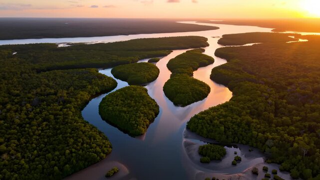 Mudskipper Crawling in Mud Flat Near Mangrove Roots on Sunny Day