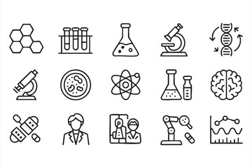 Obraz premium Scientific Research and Technology Icons for Digital Products