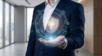 Intellectual Property and Patent Protection Shield Concept