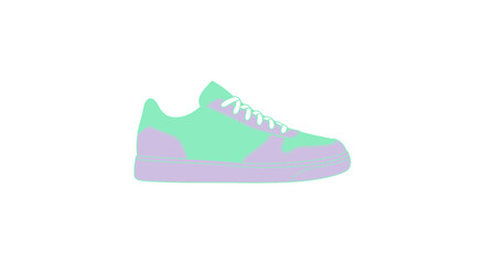 Mint Green and Lavender Sneaker on White Background