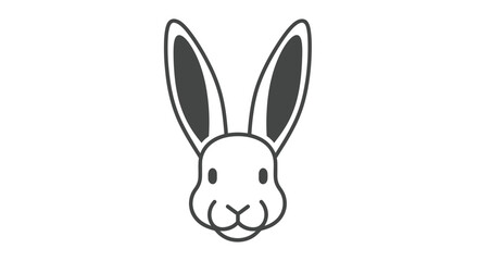 Obraz premium Simple Black and White Illustration of a Rabbits Head.