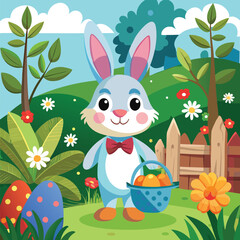 easter bunny with easter eggs