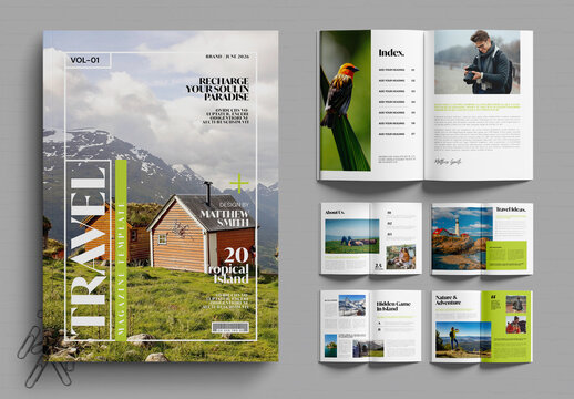 Modern Travel Magazine Layout Template for Adventure