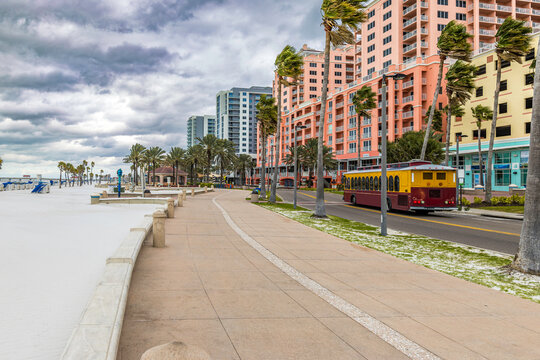 Windy Day on Clearwater Beach Promenade, Florida
