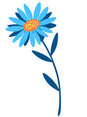 blue daisy flower flat vector illustration