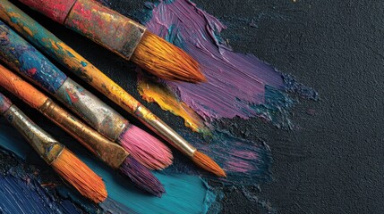 Obraz premium Artist Paint Brushes and Colorful Paint Smears