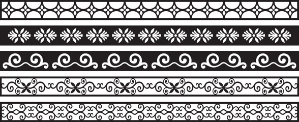 Decorative black and white floral pattern with symmetrical swirls and shapes