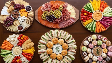 Fototapeta premium Appetizing assortment of culinary delights served on platters for sharing