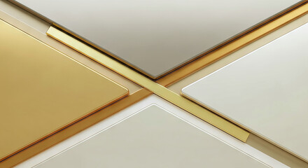 Fototapeta premium Abstract geometric pattern with gold and neutral tones
